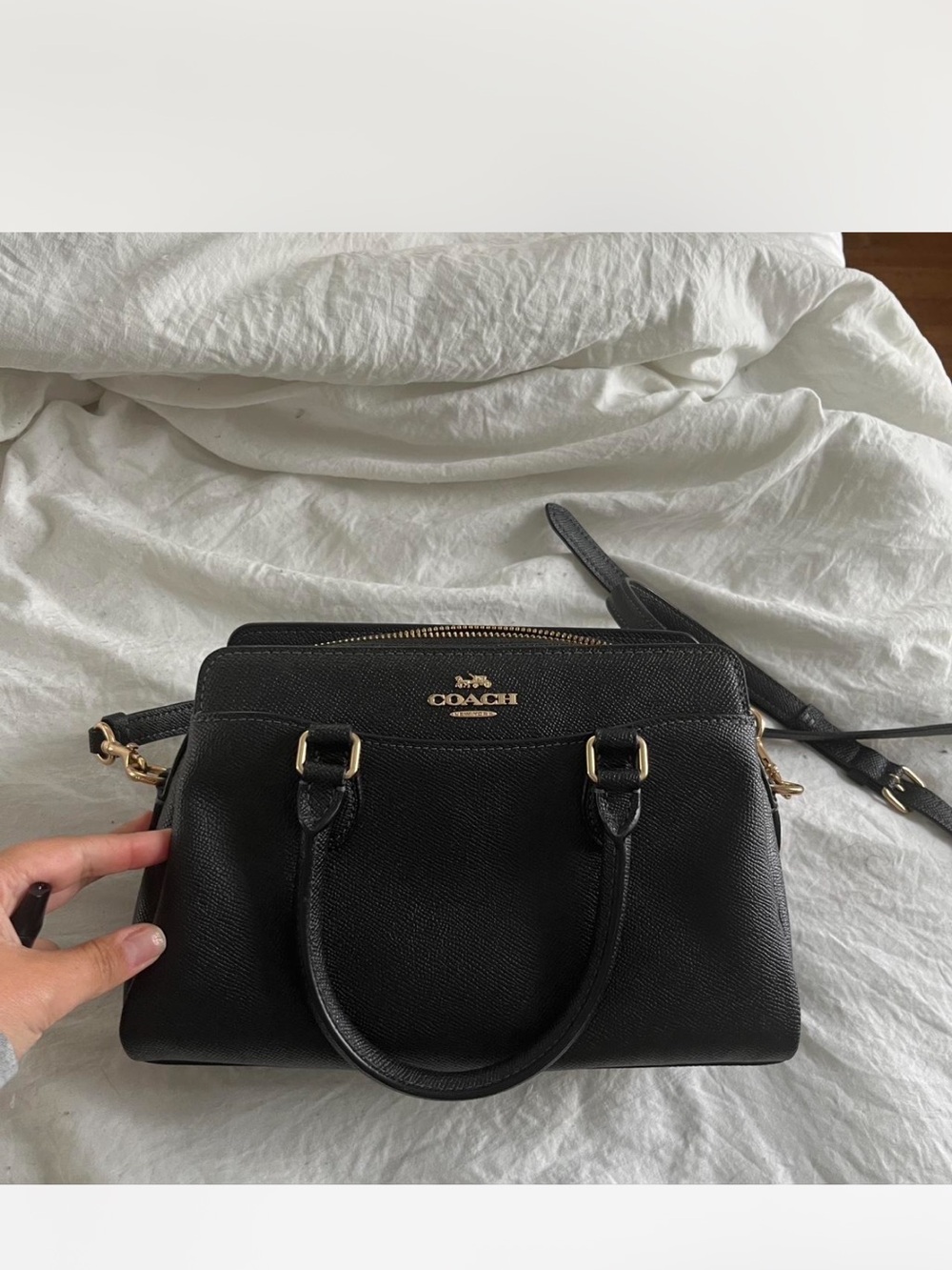 Coach Black Mini Darcie with Gold-Tone Logo